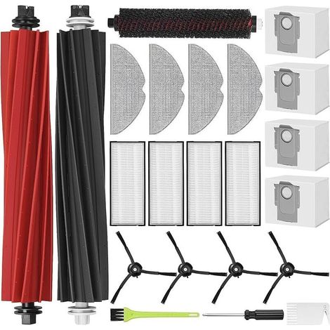 Accessory Kit for Roborock S8 Pro Ultra Robot Vacuum Cleaner: Replacement Parts, 4 Dust Bags, 4 Filters, 4 Side Brushes, 4 Mops, 1 Cleaning Brush (1/5)
