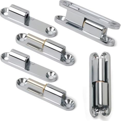 Lot de 4 charnières de porte,Charnière à visser,Charnière silencieuse amovible en alliage de zinc pivotant à 180 degrés,Applicable à tous les types d'installations de porte( 80 mm ) (1/5)