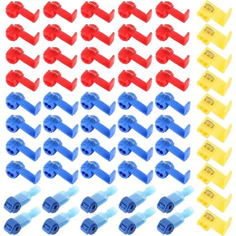 Schnelltrennverbinder, selbstisolierende Fittings, 60-teiliger T-Tap-Schnellverbinder, T-Verbinder-Drahtverbinder, T-Tap-elektrische Steckverbinder, elektrischer Kabelschuh-Schnellverbindersatz (1/5)