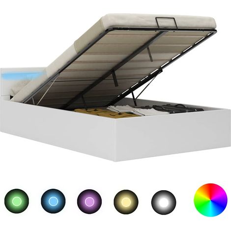 vidaXL Giroletto Contenitore Idraulico LED Bianco Similpelle 140x200cm (1/5)
