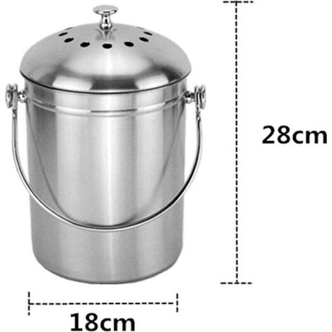 5L Seau à Compost en Acier Inoxydable Poubelle à Compost pour Comptoir de Cuisine Bac à Compost de Cuisine Seau à Compost Cuisine Compost avec Couvercle,Composteur de Cuisine pour Déchets Alimentaire (1/3)