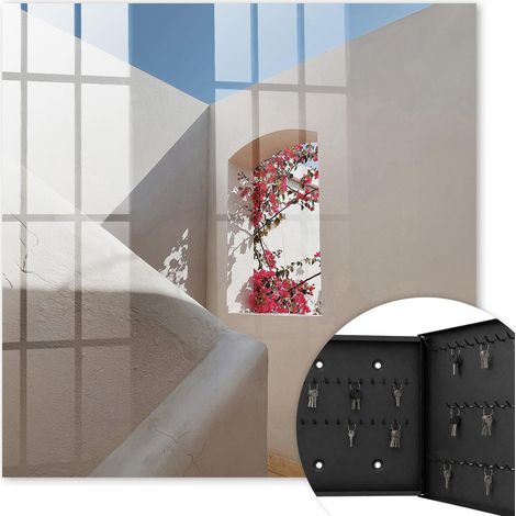 Armoire à clés - (30 cm x 30 cm) - Boîte à clés murale - Coffret de rangement pour clés - Couleur noire - Ouverture vers la droite - Pour maison et bureau - Un coin tranquille
