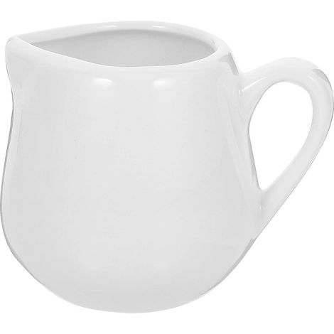 Lot de 4 mini pots à lait, pots à sauce, crémier en céramique avec poignée-5.80X5.10X5.10CM-White (1/4)