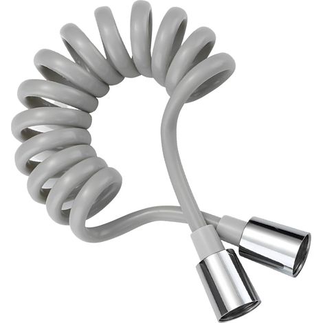 Flexible de Douche Universel 2 Mètres, Tuyau Spirale Ressort avec Raccord Cuivre pour Pommeau Douche Toilette (Gris) (1/5)