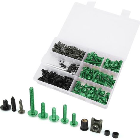 Kit de 198 vis de carénage de pare-brise (boulons M5 et M6) - Accessoire moto vert (1/5)