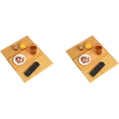 2 plateaux pour canapé, plateaux de rangement pour collations à poser sur l'accoudoir du canapé, plateaux pour étagère de canapé (1/5)