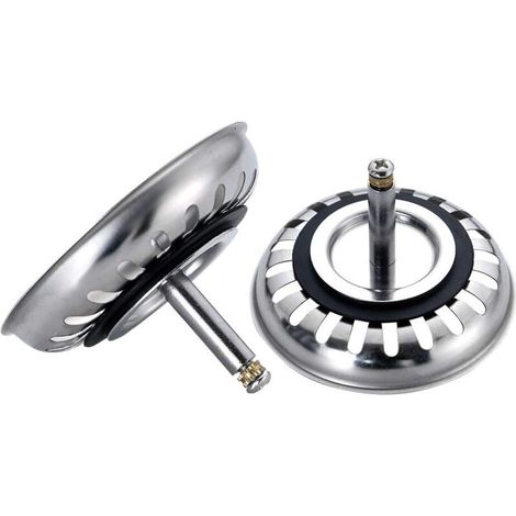 Filtre d'évier de cuisine, filtre de bouchon de crépine d'évier avec hauteur réglable, crépine de panier d'évier en acier inoxydable 304 pour évier de cuisine diamètre 78 mm (2 paquets (1/5)