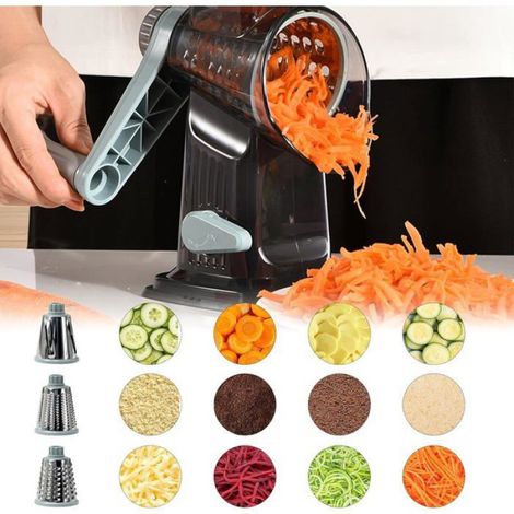 Râpe à Légumes Manuelle - 3 Lames Acier Inox - Ventouse Forte - Pour Fromage Et Carottes - Gris CASSETTE RECHARGE POUR SEBUMET (1/5)