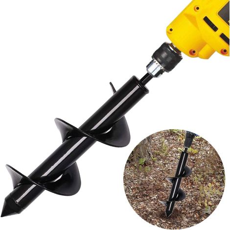 QAZQA Tariere pour Perceuse Foret De Sol pour Outils De Jardinage De Tarière De Jardinière De Perceuse en Acier De Planteur Bon Aide De Graine 8X30cm (1/5)