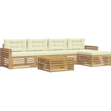 Ensemble de canapés d'extérieur 6 pc Blanc et crème Polyester vidaXL (1/5)