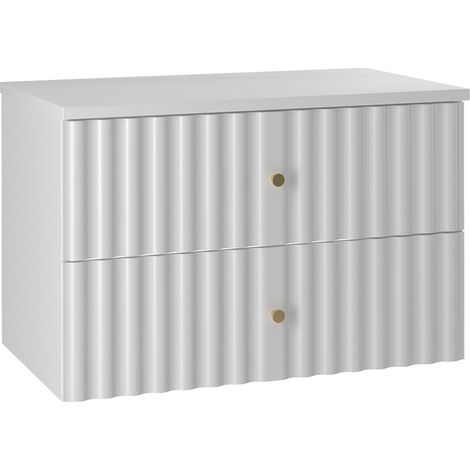 Waschtischunterschrank 80.6cm Izae mit 2 Schubladen, Weiß