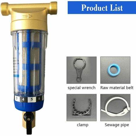 VURAHOME - Filtre à eau à sédiments Spin Down de 40 microns, filtre à eau à sédiments Filetages externes Pré-filtre à eau Filtre à sédiments pour tuyau d'eau de puits Filtre à sédiments (3/4 "Filetage (1/3)
