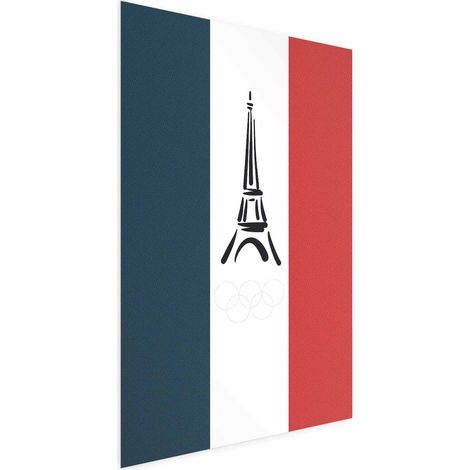 Poster – Grafik des Eiffelturms vor dem Hintergrund der französischen Flagge (1/4)