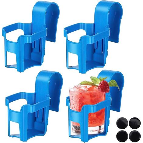 Set of 4 swimming pool drink holders, poolside drink holders, drink holders for above ground pools, removable drink holders, pool accessories, drink holders for summer parties, swimming pool/square (1/5)