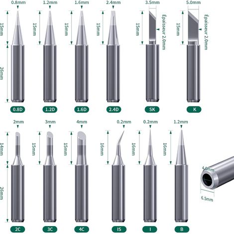 Panne Fer à Souder de Remplacement pour Équipements de Soudage et Accessoires (12 pièces) (1/5)