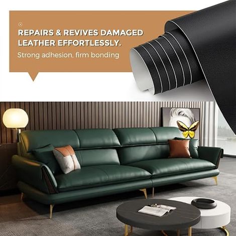 20 x 100 cm Self-Adhesive Leather Repair Patch, Self-Adhesive Leather Patch for Car Seat, Furniture, Sofa, Handbags, Jackets, Chairs(Black) (1/4)