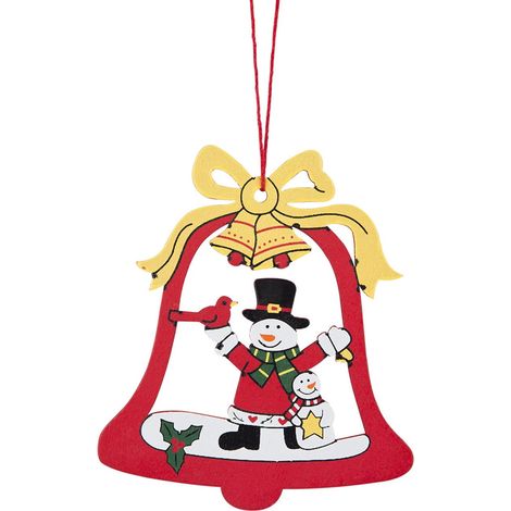 Pendentif En Bois Pour Arbre De Noël - Décoration Artisanale Peinte Et Sculptée - Idéal Pour Maison Bureau Café - Lot De 1 (1/5)