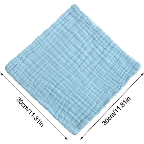 Serviettes bébé en mousseline, lot de 6, coton doux à 6 couches pour peaux sensibles, 3030cm, grande taille, douces. (1/5)