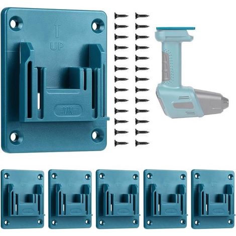 Lot de 5 supports muraux pour outils électriques, compatibles avec batteries et outils Makita 14,4-18 V, supports de rangement pour perceuses-visseuses sans fil (1/5)