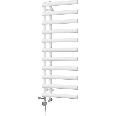 Elyan - White Dual Fuel Towel Rail H1238mm x W500mm Thermostatic (1/3)