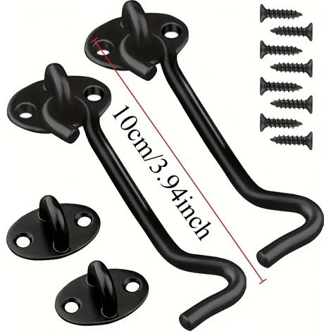 Sets Haken- und Ösenbolzen  100 mm  Schwarz  Hochfeste Sicherheitsbolzen  Geeignet für Türen, Fenster, Schränke und Gartenhäuser
