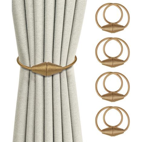 Set di 4 fermatende magnetici, fibbia per tende, corda magnetica per tende, 47,5 cm, accessori decorativi per la casa - Oro (1/5)