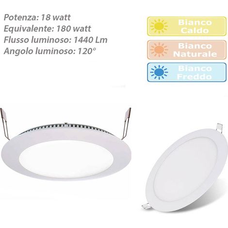 Pannello led incasso tondo slim 18 watt plafoniera luce calda 3000k faretto illuminazione di interni driver incluso (1/4)