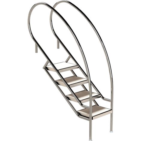 Eichenwald Pooltreppe Modell 08.2 Miami Swing Beckentiefe 1199mm Ausladung 1088mm 4 Edelstahl-Waffelblech-Stufen