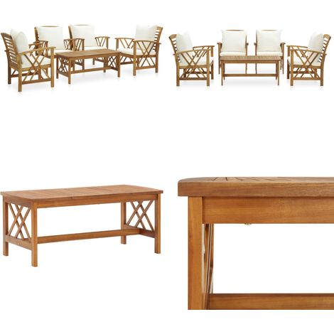 Salon de jardin 5 pcs avec coussins Bois d'acacia solide - Salon De Jardin - Mobilier De Jardin - Ensemble De Salon - Chaises De Jardin - Table Basse - Home & Living (1/5)