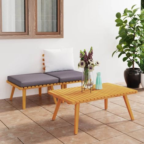 3 pcs Salon de jardin  Salon d'extérieur  Ensemble Meuble de Jardin  Mobilier d'Extérieur avec coussins Bois d'acacia massif XFNRX570491 (1/5)