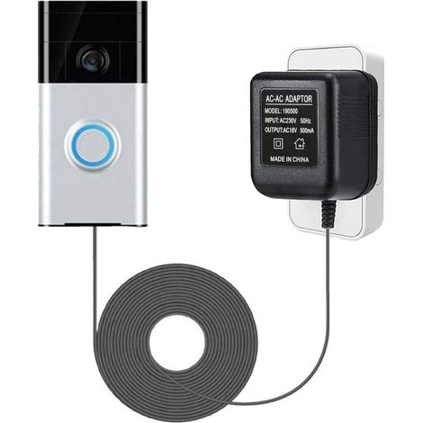 Adaptateur secteur pour sonnette vidéo – Câble de 5 m – 230 V – Transformateur universel – Alimentation stable (1/5)