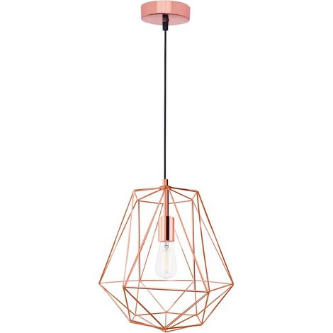 Merano Arvada 35cm Filaire Cadre Suspension Plafonnier Cuivre Métal LED E27