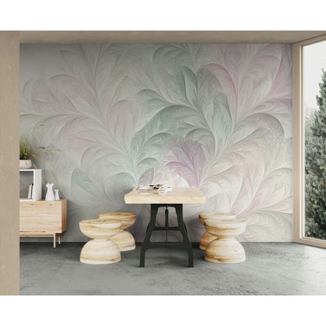 Papier peint abstrait – Volutes pastel délicates - 150 x 250 cm (1/2)