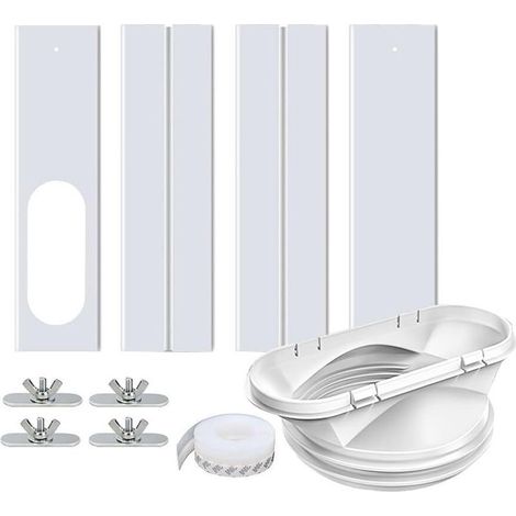Kit de calfeutrage pour climatiseur mobile – 4 plaques extensibles de 43 à 140 cm – Tuyaux de 13 et 15 cm – Installation rapide et étanchéité optimale