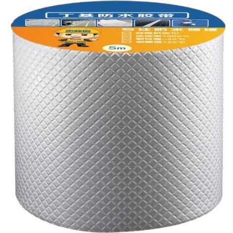 Vvikizy Ruban d'étanchéité en butyle Bande d'étanchéité étanche au butyle bande bricolage adhesive 5cm x 5m/1.97x196,85 pouces (1/4)