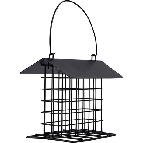 Mangeoire à oiseaux avec porte-pain et couvercle de protection, mangeoire décorative pour oiseaux de jardin, noir (1/5)