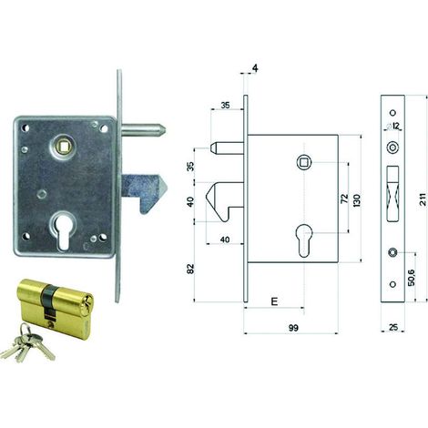 Serratura Per Cancelli Scorrevoli A Gancio Sporgente E Perno 7700400 - mm.60 (7700460)