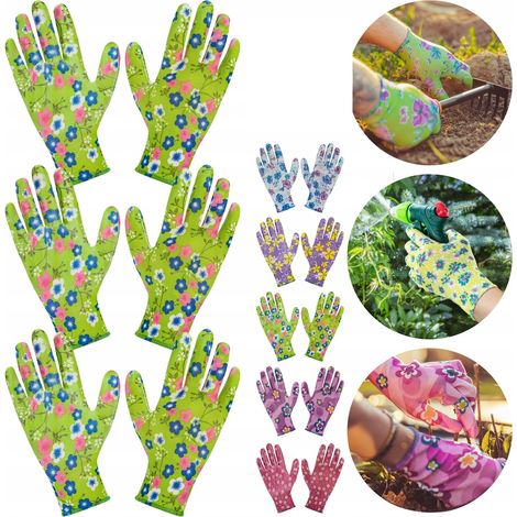 Gants de jardin antidérapants, lot de 3 paires de couleurs assorties, longueur 23 cm, vergionic (1/5)