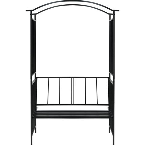 vidaXL Arco da Giardino con Panca Nero 128x50x207 cm in Ferro