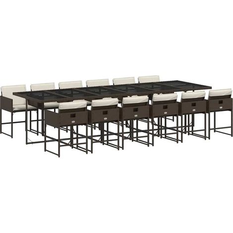 Maison Exclusive - Set da Pranzo da Giardino 13pz con Cuscini Marrone Polyrattan