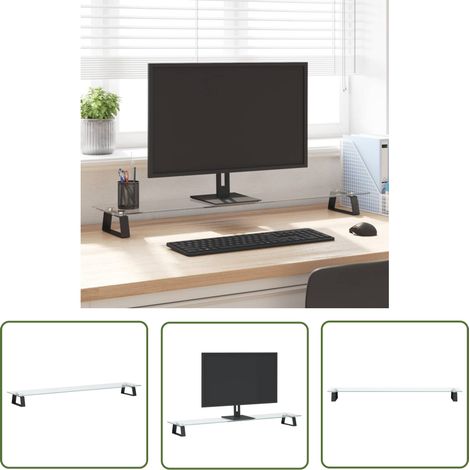 The Living Store Monitorständer Schwarz 100x20x8 cm Hartglas und Metall - Monitorständer - Computerständer - Laptopständer - Bürobedarf - Ergonomie (1/5)