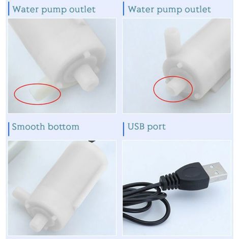 Pompe Submersible - 5 V DC USB - Pour Aquarium - Débit 2-3 L/min - Bruit ≤40 dB - Dimensions 43,4 x 24,4 mm - 1 Pièce (1/5)