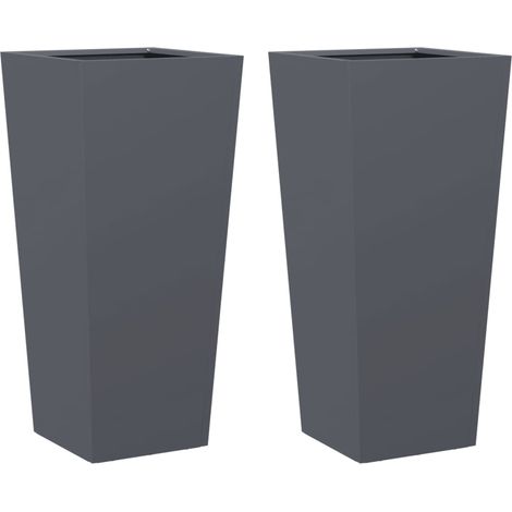 Vaso per fioriera aiuola rialzata piante fiori giardino terrazze set da 2 35 x 35 x 75 cm acciaio antracite 020038939