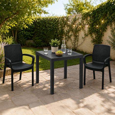 Outdoor-Sitzgruppe Matali, 2-Sitzer-Garnitur, Tisch Made in Italy, wasserfest, wasserabweisend, Schwarz Anthrazit (1/3)