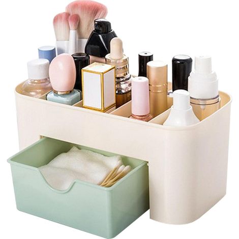 Desktop Makeup Organizer Drawers,vanité boîte Coffre de Rangement de Produits de beauté Bureau de Bureau Organiseur Papeterie de Bureau Boîte de Rangement Organisateur de Maquillage (Vert) (1/2)