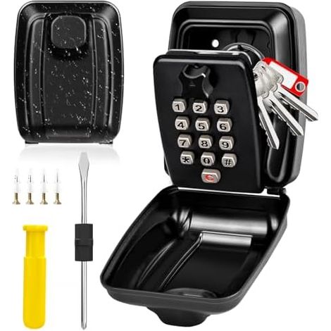 Large Secure Outdoor Key Box with 12-Digit Combination Lock, Waterproof Wall-Mounted Key Box, Secure Storage Key Box, Combination Key Safe for Home, Factory, Garage (1/5)