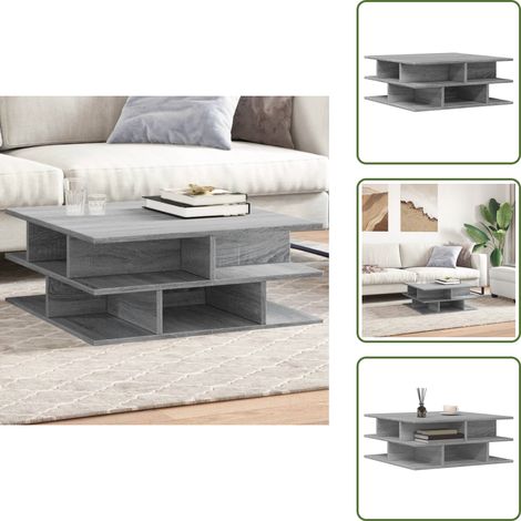 The Living Store Table basse sonoma gris 70x70x29 cm bois d'ingénierie - Table Basse - Meuble Salon - Table D'appoint - Table Ronde - Design Moderne (1/5)