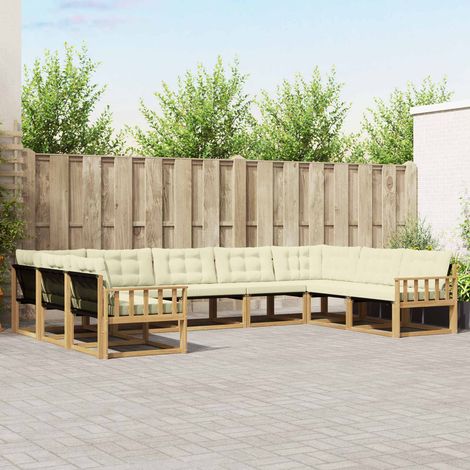 vidaXL Outdoor-Sofagarnitur mit Kissen 9 pcs Weiß und Creme (1/5)