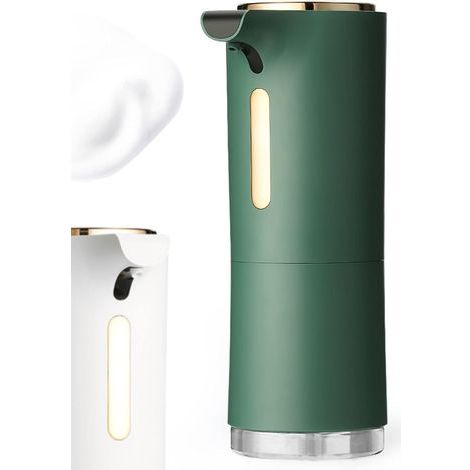 Distributeur Savon Automatique, Distributeur de Savon Mousse avec Capteur Infrarouge, Diffuseur d'Huiles Essentielles, laver les mains sans contact pour Salle de Bain, Cuisine(Vert)- (1/5)