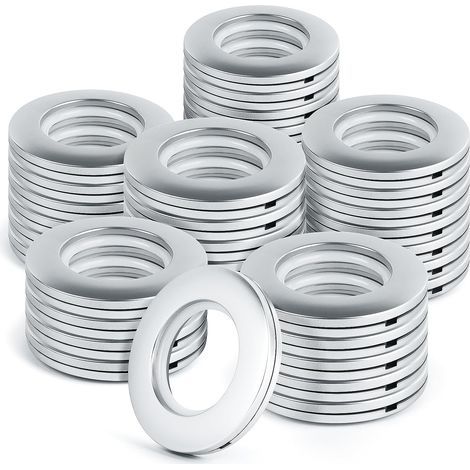 Anneaux Rideaux 40mm Plastique avec Œillets 32 Pièces Argenté pour Tringle Ronde/Rideau Fenêtre/Salle de Bain/Bricolage